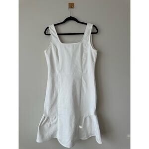 Y2K Nanette Lepore White Denim Fit & Flare Dress Size M Structured Stretch Mini